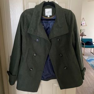Hunter Green Wool Blend Pea Coat